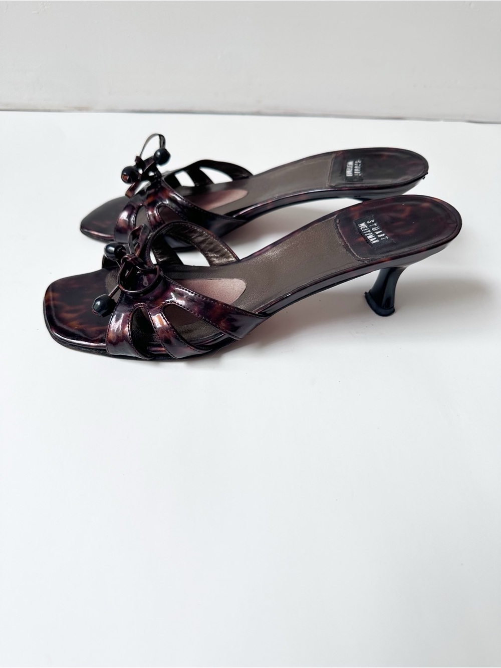 VINTAGE STUART WEITZMAN tortoise kitten heel slide - Picture 2 of 8